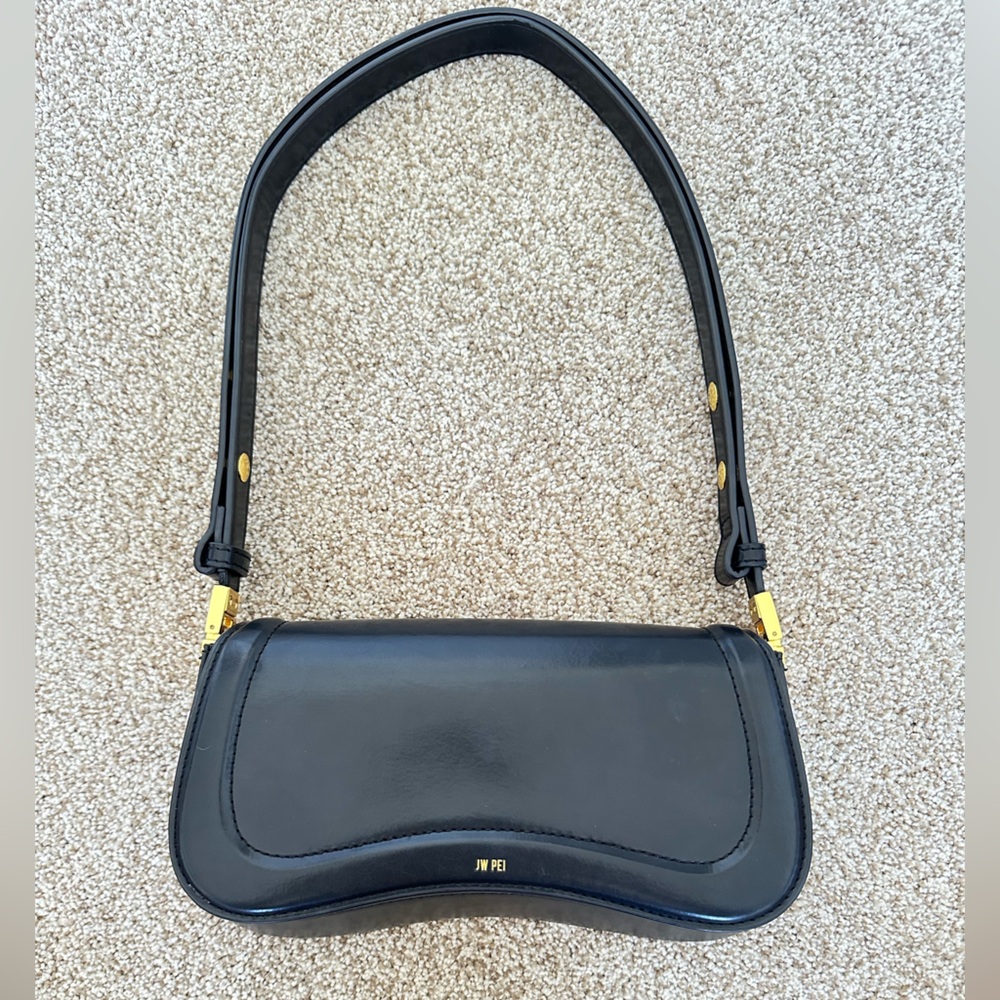 JW PEI Black Shoulder Bag with Gold-Tone Accents